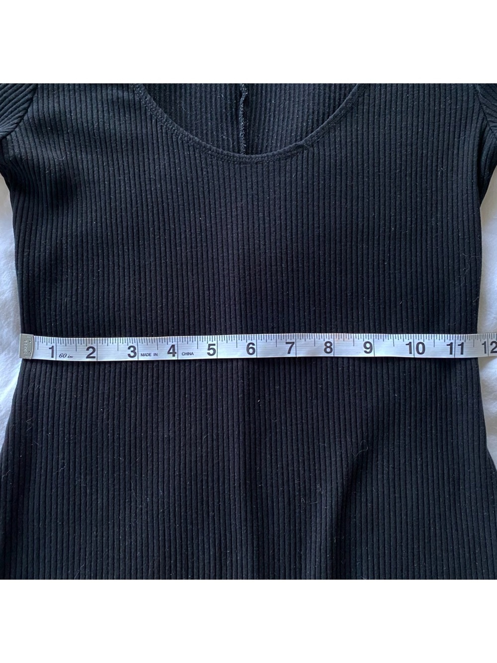 Reformation Ribbed Knit Black Short-Sleeve Scoop Neck Mini Dress - Picture 7 of 8